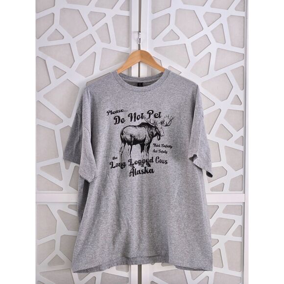 'Do Not Pet' Alaska Moose Tee Unisex Gray 2XL Heavy Cotton Gildan - Picture 1 of 4
